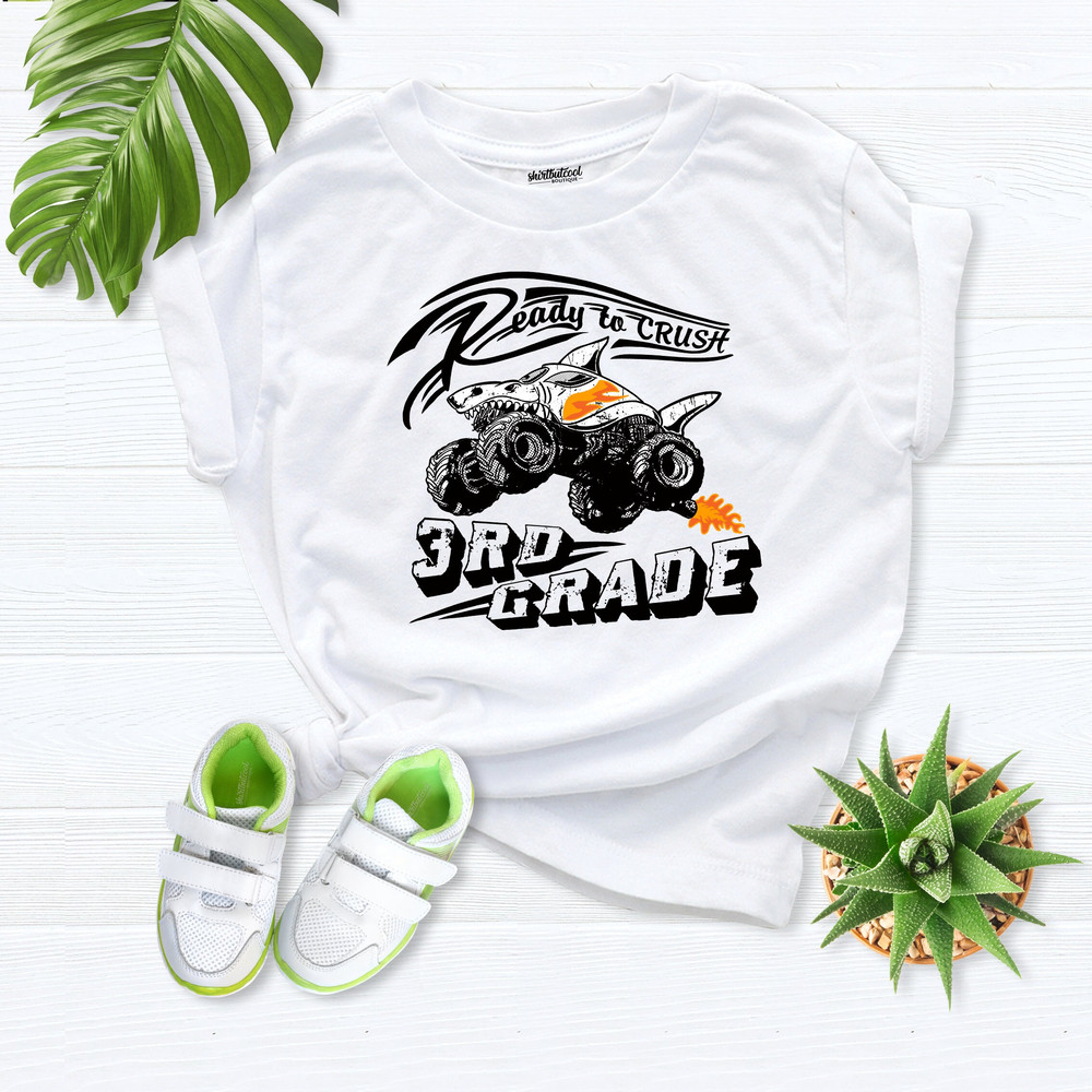 I'm Ready To Crush 3rd Grade Shirt, boys back to school tee, Third grade shirt kid, funny school tshirt, Monster Shark Shirt, cool boy shirt - 9.jpg