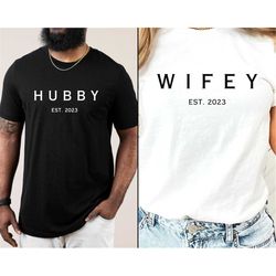 custom design hubby & wifey shirt, comfort color tshirt, wedding party shirt, honeymoon shirt, wedding gift, wife husban