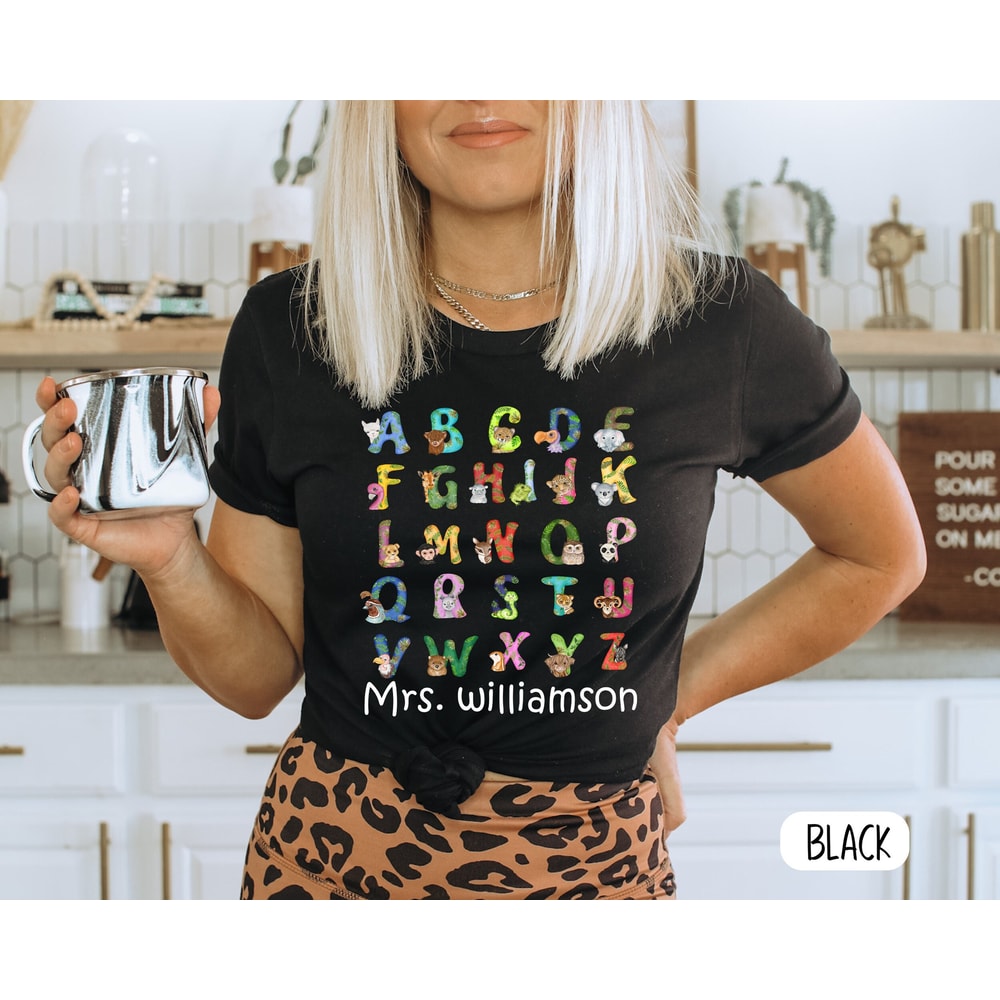 Kindergarten Teacher Shirt, Preschool Teacher Tshirt, Kinder Teacher Shirt, Alphabet shirt,ABC T-shirt Teacher Appreciation gift,Custom name - 1.jpg