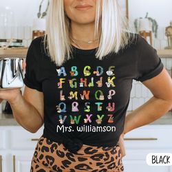 kindergarten teacher shirt, preschool teacher tshirt, kinder teacher shirt, alphabet shirt,abc t-shirt teacher appreciat