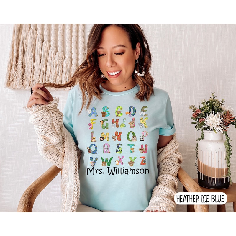 Kindergarten Teacher Shirt, Preschool Teacher Tshirt, Kinder Teacher Shirt, Alphabet shirt,ABC T-shirt Teacher Appreciation gift,Custom name - 4.jpg
