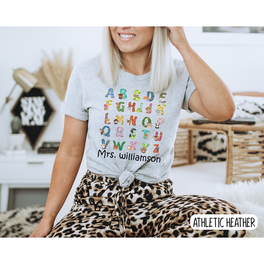 Kindergarten Teacher Shirt, Preschool Teacher Tshirt, Kinder Teacher Shirt, Alphabet shirt,ABC T-shirt Teacher Appreciation gift,Custom name - 5.jpg