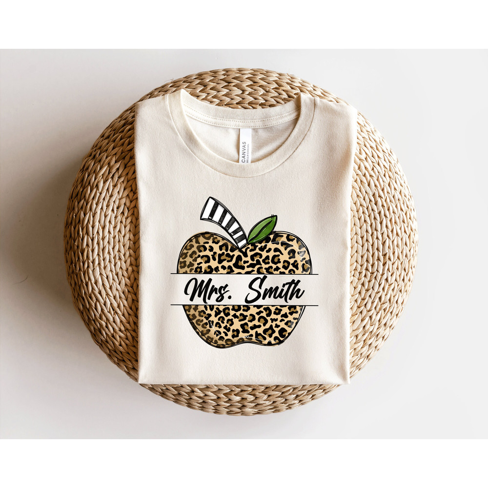 Leopard Apple Mrs Shirt, Personalized Teacher Shirt, Leopard Teacher Shirt, Teacher Life,Customized Name Teacher Shirt,Custom Teacher Shirts - 3.jpg