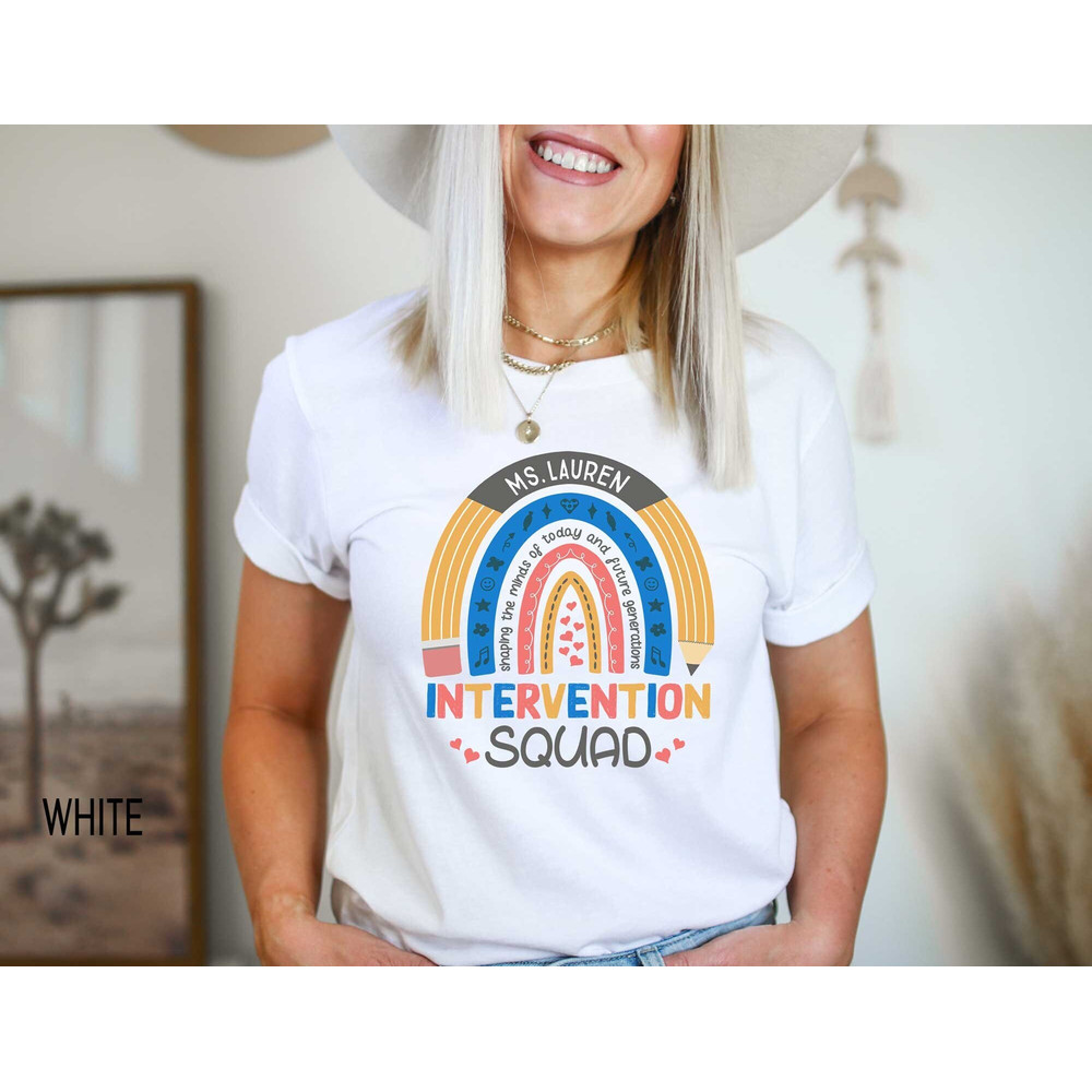 Personalized Intervention Squad Rainbow Shirt, Custom Early Intervention Team Tshirt With Name, Interventionist Tee, Intervention Teacher - 1.jpg