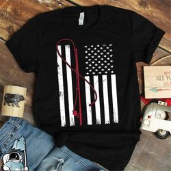 american flag fishing shirt, fishing t-shirt, fly fishing gifts, fisherman gifts, patriotic american flag, bass fishing