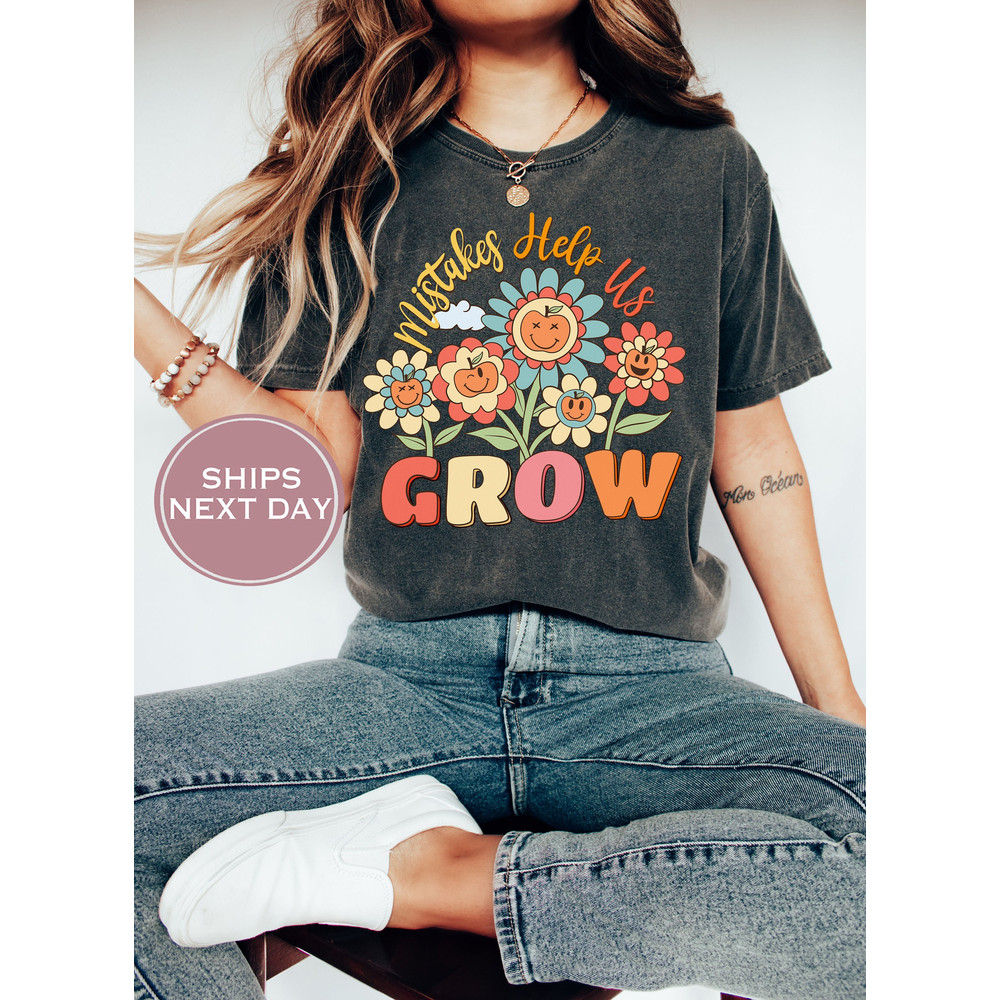 Retro Teacher Comfort Colors Shirt, Mistakes Help Us Grow, Teacher Tshirt, Motivational Shirt, Back to School Shirt, Teacher Appreciation - 1.jpg