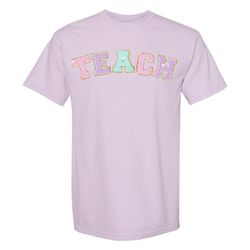 teach letter patch comfort colors t-shirt, teacher t-shirt, teacher gift