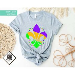 fleur de lis shirt, mardi gras shirt, louisiana shirt, mardi gras party shirt, fat tuesday shirt, purple green gold tee,