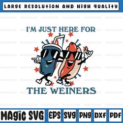 hot dog i'm just here for the wieners 4th of july svg, funny hot dog 4th of july, independence day png digital download