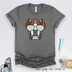 boxer dog shirt, pet boxer shirt, dog t-shirt, boxer gifts, boxer dog wearing sunglasses, pet boxer dog owner shirts, do