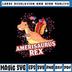 hotdog t rex dinosaur 4th of july amerisaurus png, patriotic dinosaur rex png, independence day dinosaur design