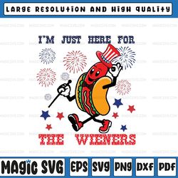 funny hot dog i'm just here for the wieners 4th of july svg, hot dog lover svg, independence day, instant download