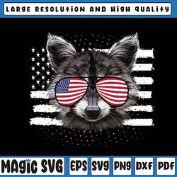 Raccoon 4th Of July Sunglasses Patriotic USA Flag Png, Raccoon Sunglasses USA Flag Png, Independence Day Png, Digital