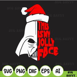 jolly face star wars holiday christmas svg, disney galaxy's edge santa claus svg