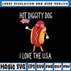 4th july hot diggity dog usa flag funny hotdog svg, hot diggity dog america flag svg, independence day png, digital