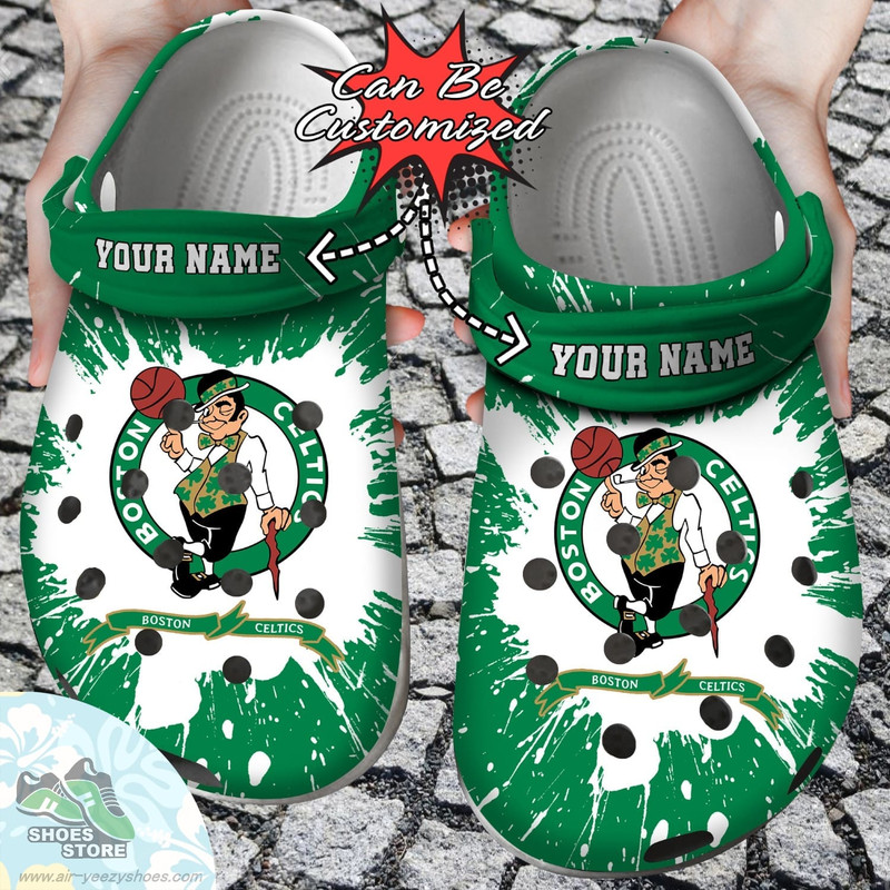 Personalized Boston Celtics Team Clog Shoes, Basketball Crocs Shoes.jpg