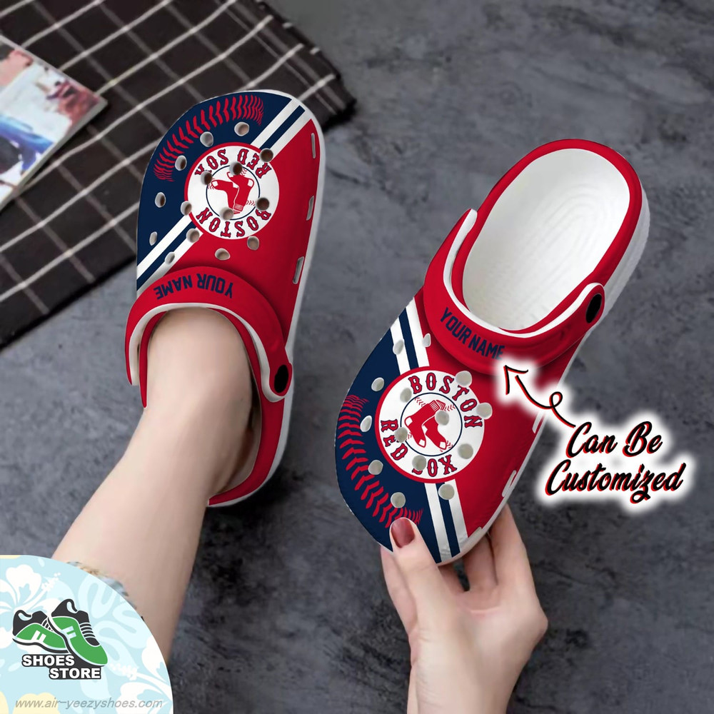 Boston Red Sox Personalized Baseball Logo Team Clog, Baseball Crocs Shoes.jpg