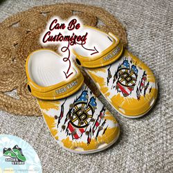 boston bruins crocs, boston bruins clog shoes unisex, ice hockey crocs, sport and team crocs, boston bruins
