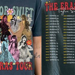 the eras tour tshirt vintage style - taylor swiftie merch - swift 90s shirt - tour dates on back - comfort colors tee
