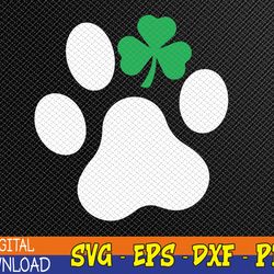 dog st. patrick's day shamrock dog paw svg, eps, png, dxf, digital download