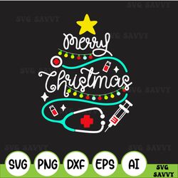 Merry Christmas Svg, Nurse Christmas,Nursing Svg, Doctor Svg, Doctor Life, Nurse Life, Stethoscope Tree, Digital