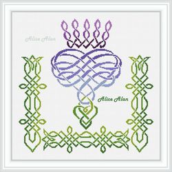 Thistle Cross stitch pattern celtic knot ornament flower symbol Scotland Scandinavia pillow counted crossstitch patterns