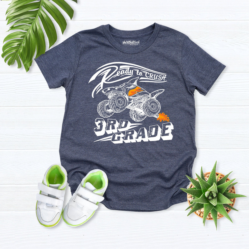 I'm Ready To Crush 3rd Grade Shirt, boys back to school tee, Third grade shirt kid, funny school tshirt, Monster Shark Shirt, cool boy shirt - 1.jpg