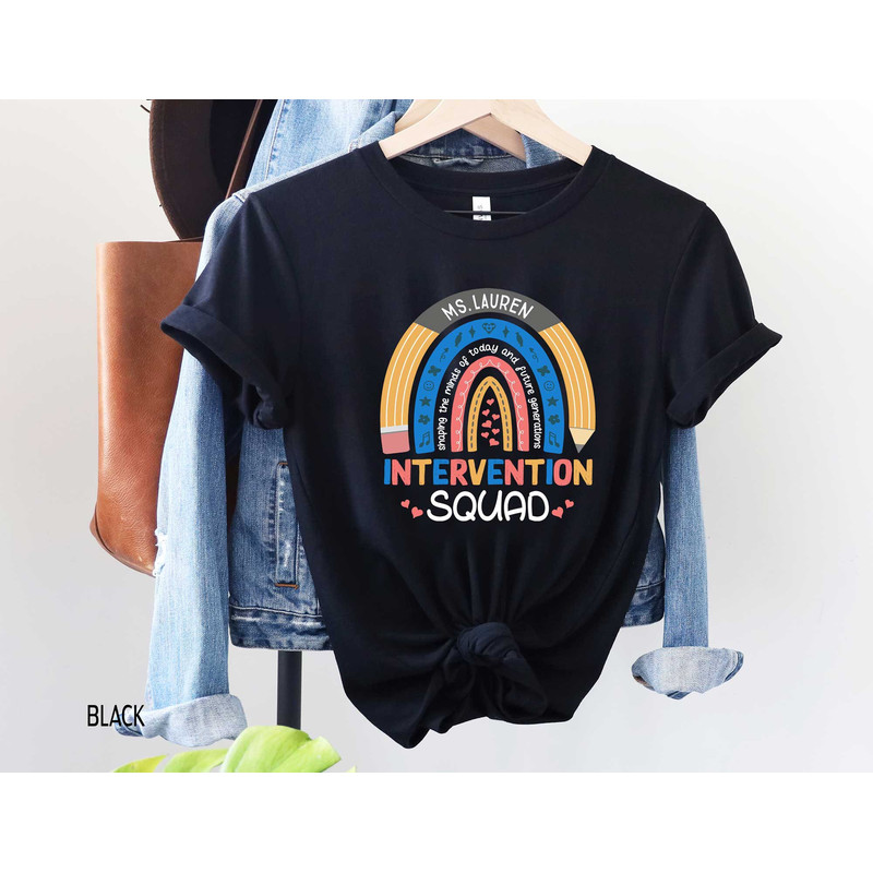 Personalized Intervention Squad Rainbow Shirt, Custom Early Intervention Team Tshirt With Name, Interventionist Tee, Intervention Teacher - 4.jpg