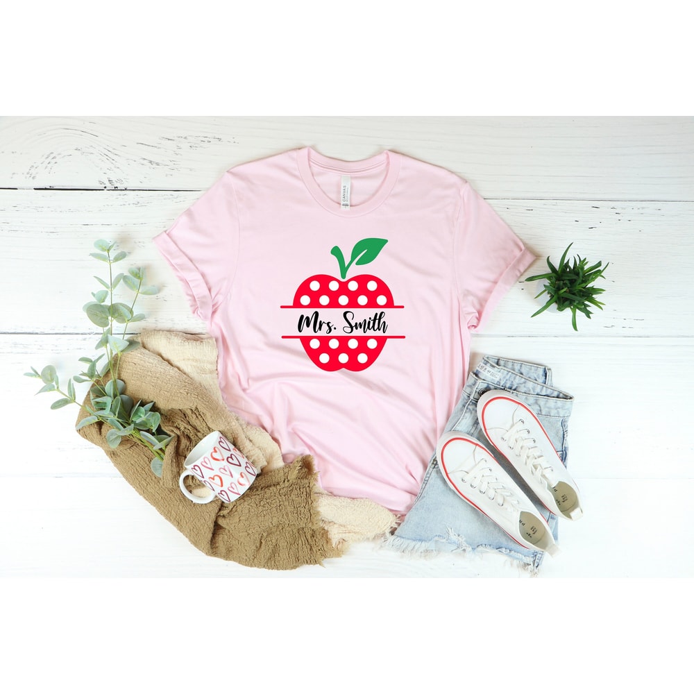 Personalized Teacher Name Shirt, Apple T-Shirt, Teacher Gift, Custom Teacher Shirt, Apple Teacher Tee - 1.jpg