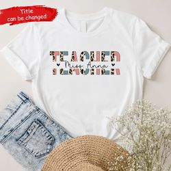 personalized teacher name shirt, leopard graphic t-shirt, teacher gift, custom teacher shirt, women teacher tee, teacher