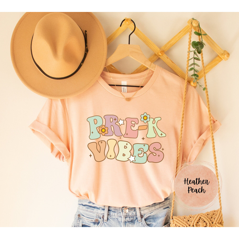 Pre-K Teacher Shirts, Pre Kindergarten Vibes teacher tee, Elementary back to school Retro Vintage PreK teach gift grade level cute vibes - 6.jpg