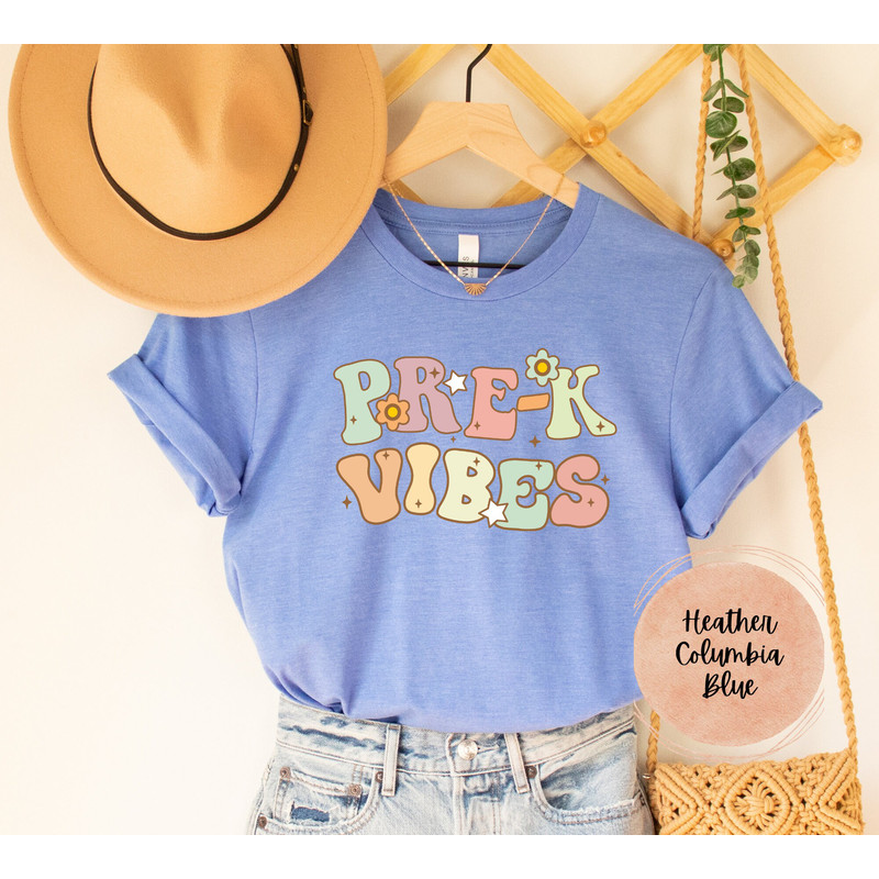 Pre-K Teacher Shirts, Pre Kindergarten Vibes teacher tee, Elementary back to school Retro Vintage PreK teach gift grade level cute vibes - 7.jpg