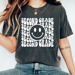 retro second grade teacher shirt comfort colors shirt print, 2nd grade teacher tee, teacher gift, vintage, baggy, oversi