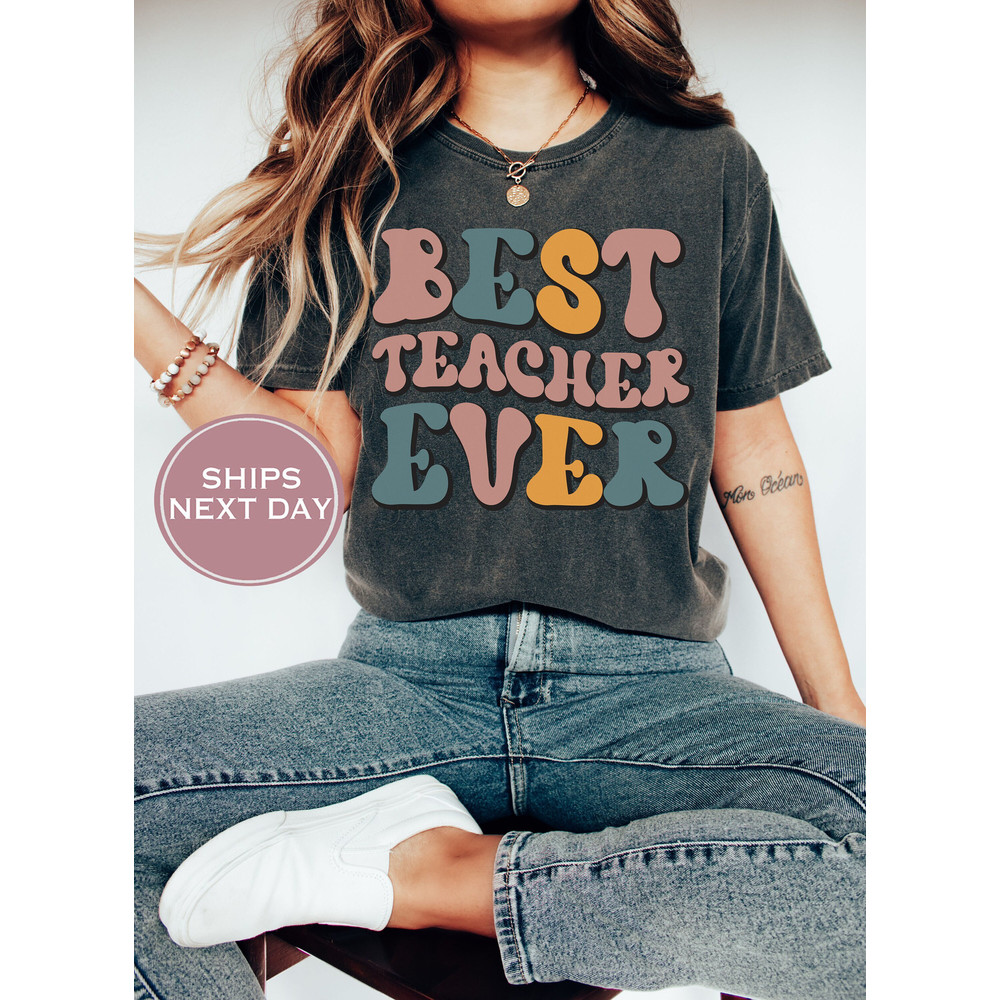 Retro Teacher Comfort Colors Shirt, Best Teacher EverShirt, Teaching Squad Shirt, Back to School Shirt, Teacher Appreciation - 1.jpg