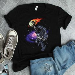 outer space shirt, astronaut dunking planet shirt, astronaut gifts, funny stars shirt, space basketball shirt, space gif