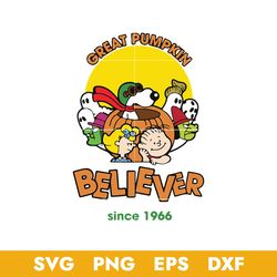 geat pumpkin believer sine 1966 svg, snoopy cartoon halloween svg, halloween svg, png dxf eps digital file