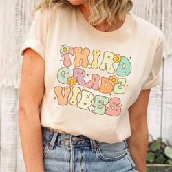 third grade teacher shirt, 3rd grade teacher tee, elementary back to school retro vintage grader new cute teach gift gra