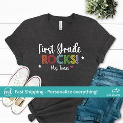 first grade rocks, teacher shirt 1st grade rocks, 1st grade teacher shirt first grade teacher t shirt, first day of scho