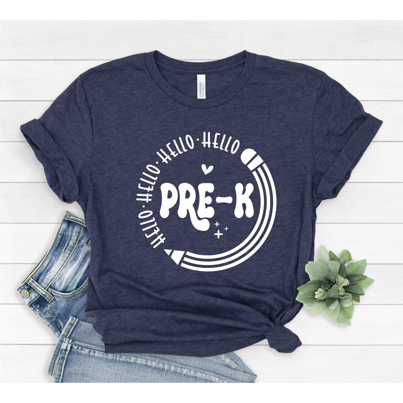 Hello Pre K Shirt, Pre K Teacher Shirt, Teacher Gift, Gift for Teachers, Teacher Shirt, Pre K Grade Teacher,Back to School Shirt, 445 - 1.jpg