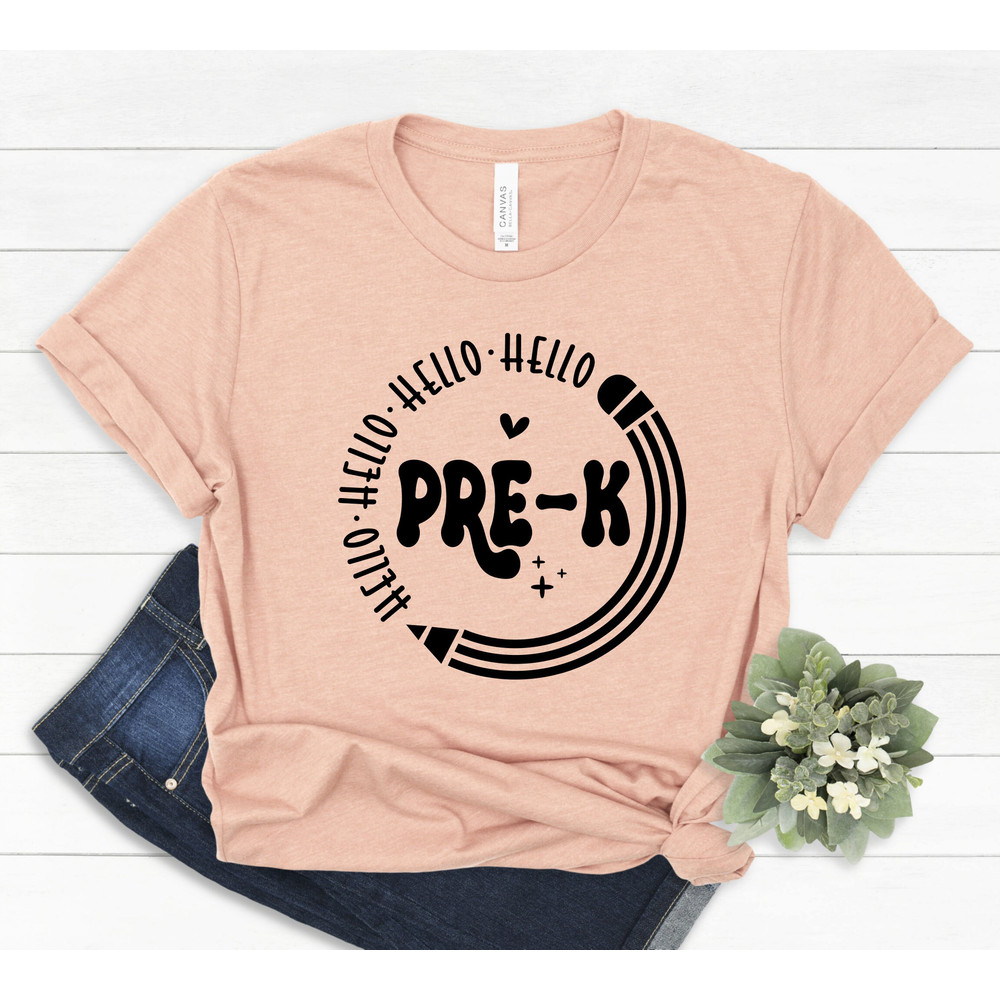 Hello Pre K Shirt, Pre K Teacher Shirt, Teacher Gift, Gift for Teachers, Teacher Shirt, Pre K Grade Teacher,Back to School Shirt, 445 - 2.jpg