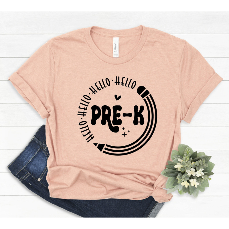 Hello Pre K Shirt, Pre K Teacher Shirt, Teacher Gift, Gift for Teachers, Teacher Shirt, Pre K Grade Teacher,Back to School Shirt, 445 - 2.jpg