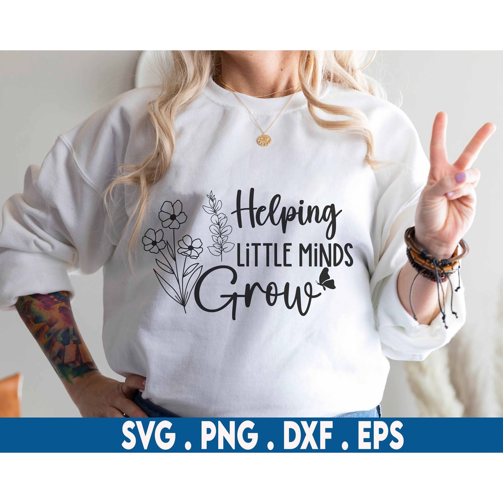 Helping little minds grow svg, Teach them to be kind svg, Favorite teacher shirt svg, Daisy flowers svg, Botanical svg, Best teacher svg - 1.jpg