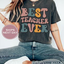 retro teacher comfort colors shirt, best teacher evershirt, teaching squad shirt, back to school shirt, teacher apprecia