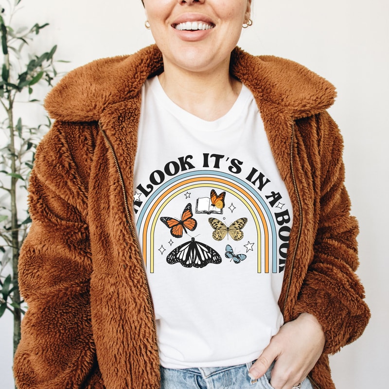 Teacher Appreciation Shirt, Teacher Shirt, Take a Look, It's in a book, Rainbow Shirt, Teacher Gift, Funny Teacher Tee, Sweatshirt, 16-1 DTG - 2.jpg