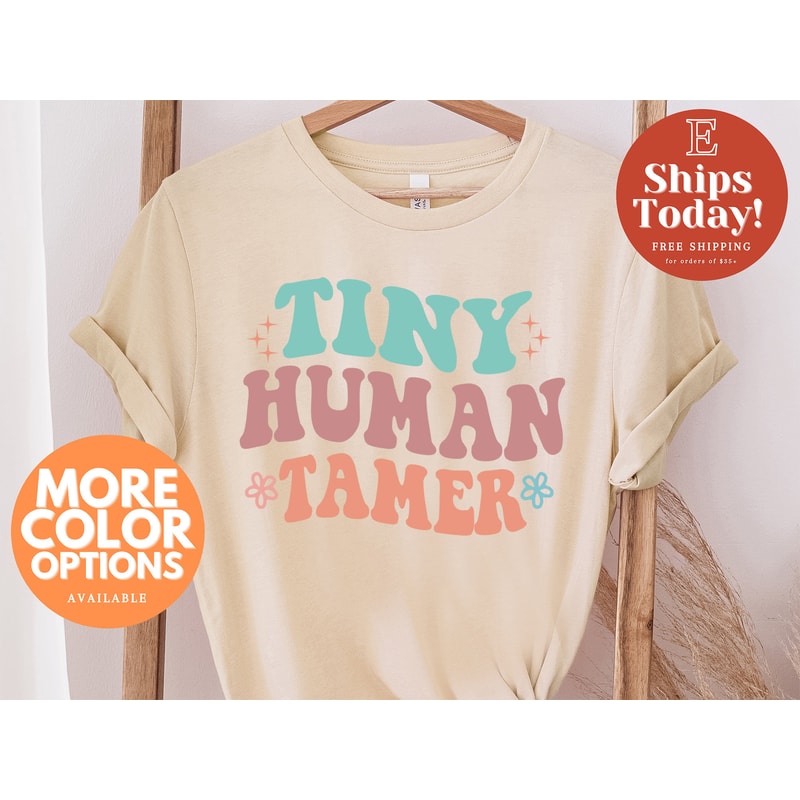 Teacher Shirt, Tiny Human Tamer T-Shirt, Kindergarten Teacher Tshirts, Preschool Teacher Tees, First Day of School, Back to School T-Shirt - 1.jpg