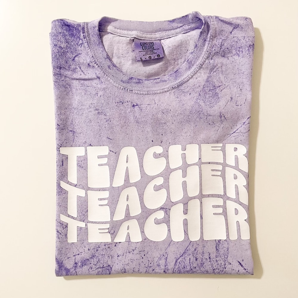 Teacher Tee, Adult Unisex Comfort Colors Color Blast T-Shirt, Amethyst, Short Sleeve, Tie Dye, Trendy Top, Boho, Retro, Groovy, Teacher Gift - 1.jpg