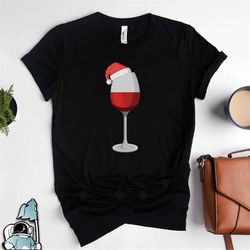 christmas wine shirt, wine lover shirt, wine gifts, wine lover gift, wine drinker, red wine in santa hat, wine christmas
