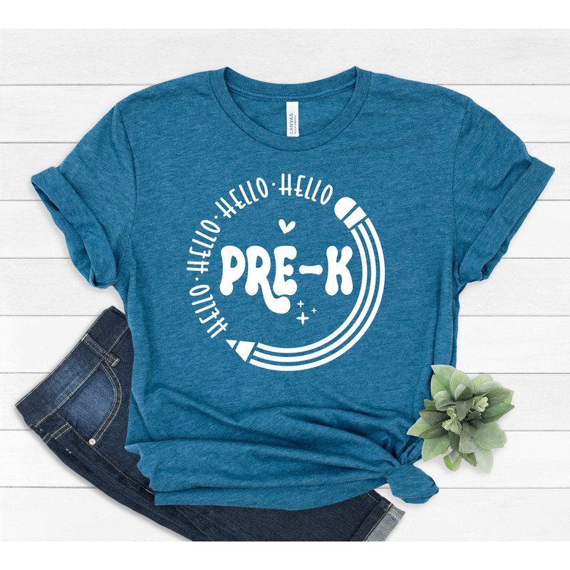 Hello Pre K Shirt, Pre K Teacher Shirt, Teacher Gift, Gift for Teachers, Teacher Shirt, Pre K Grade Teacher,Back to School Shirt, 445 - 4.jpg