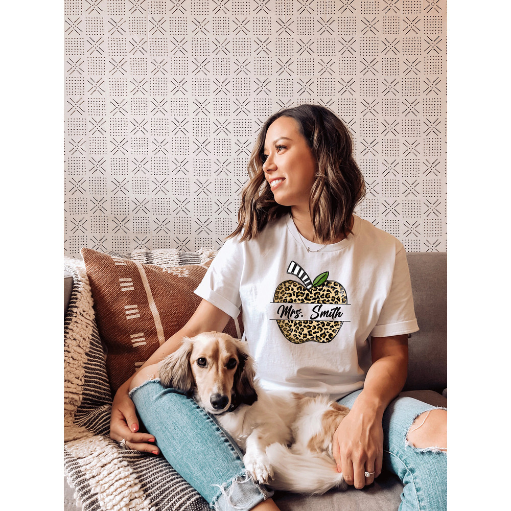 Leopard Apple Mrs Shirt, Personalized Teacher Shirt, Leopard Teacher Shirt, Teacher Life,Customized Name Teacher Shirt,Custom Teacher Shirts - 2.jpg