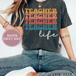 retro teacher comfort colors shirt, teacher life tshirt, little minds shirt, new teacher gift, back to school shirt, tea